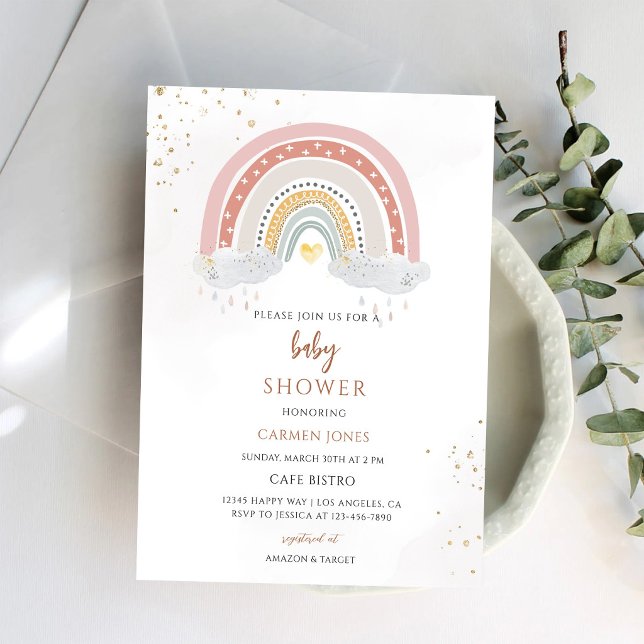 Boho Rainbow Baby Shower Invitation (Creator Uploaded)