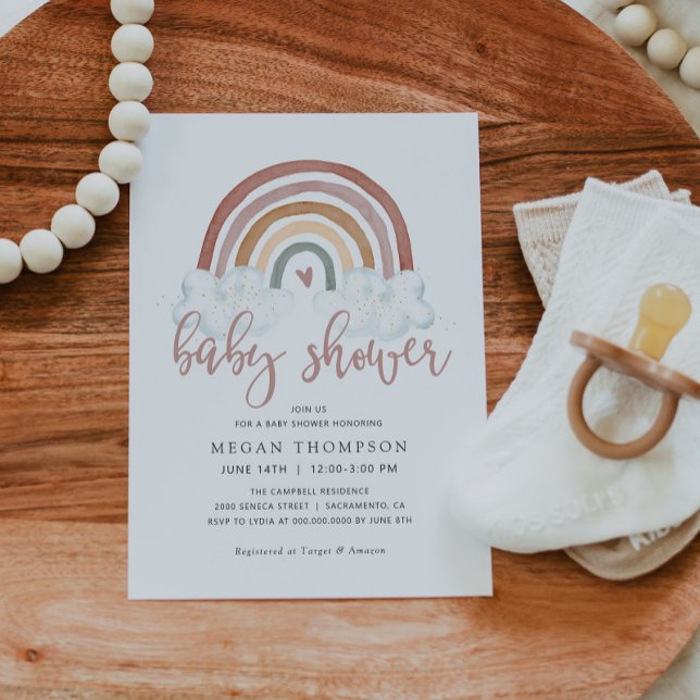 Boho Rainbow Baby Shower Invitation (Creator Uploaded)