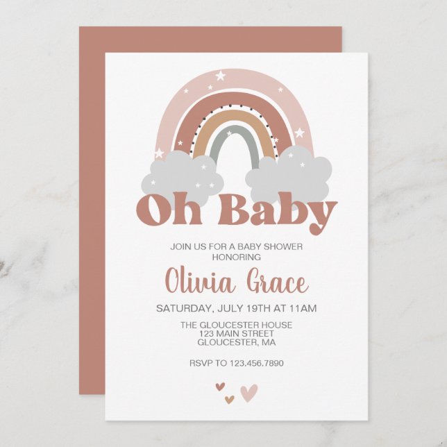 Boho Rainbow Baby Shower Invitation (Front/Back)
