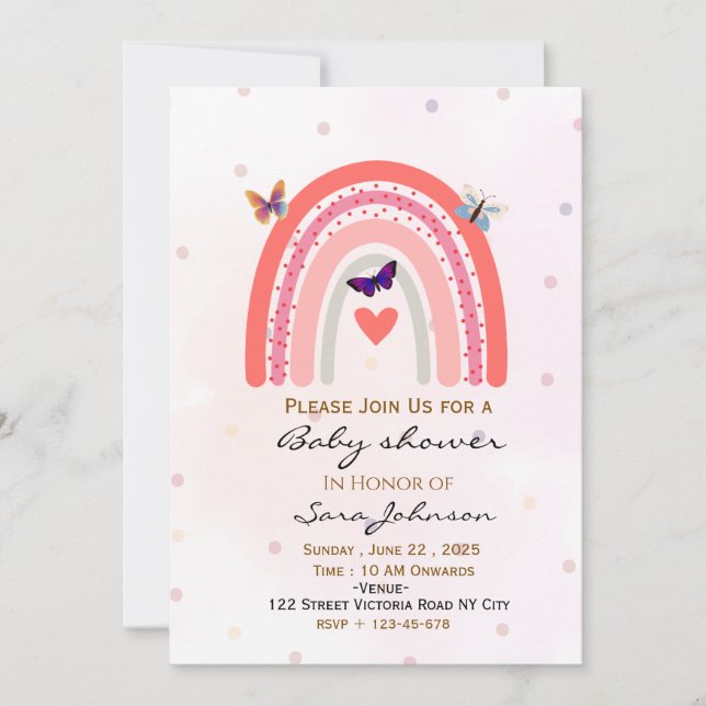 Boho Rainbow Baby Shower Invitation  (Front)