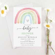 Boho Rainbow Baby Shower Invitation Card
