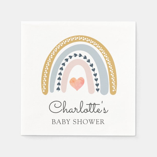 Boho Rainbow Baby Shower  Napkin (Front)
