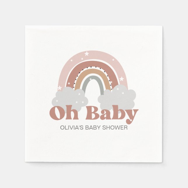 Boho Rainbow Baby Shower Napkin (Front)