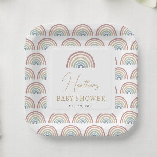 Boho Rainbow Baby Shower Paper Plate