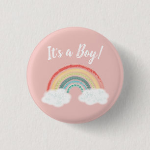 Boho Rainbow Baby Shower Pink 3 Cm Round Badge