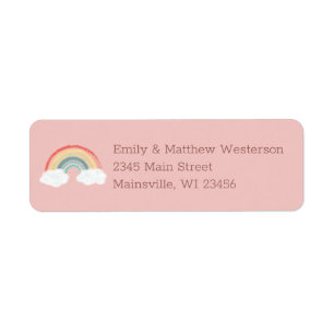 Boho Rainbow Baby Shower Pink Return Address Label