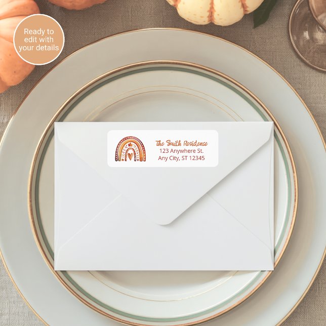 Boho Rainbow Baby Shower Return Address Labels (Creator Uploaded)