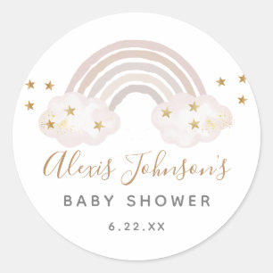 Boho Rainbow Baby Shower Stickers