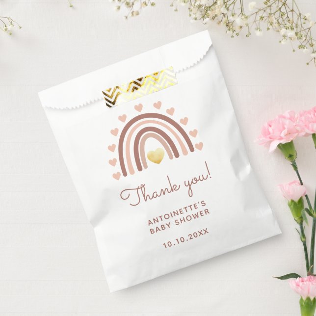 Boho Rainbow Baby Shower Thank You Blush Pink Favour Bag (Sealed)