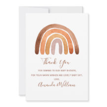 Boho Rainbow Baby Shower Thank You Car