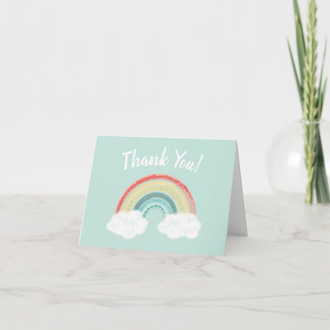 Boho Rainbow Baby Shower Thank You Card (Front)
