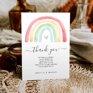 Boho Rainbow Baby Shower Thank You Card
