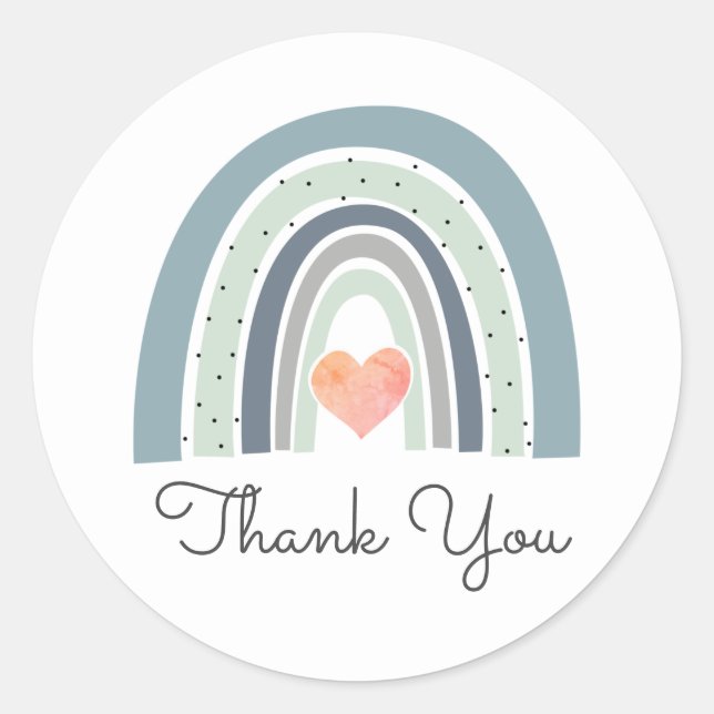 Boho Rainbow Baby Shower Thank You Classic Round S Sticker (Front)
