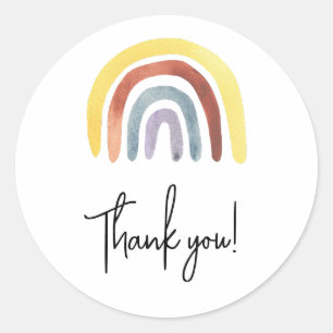 Boho rainbow baby shower thank you classic round sticker