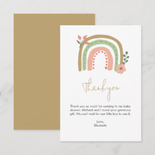Boho Rainbow Baby Shower Thank you Cute Pastel Card
