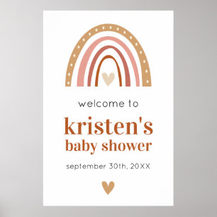 Boho Rainbow Baby Shower Welcome Poster
