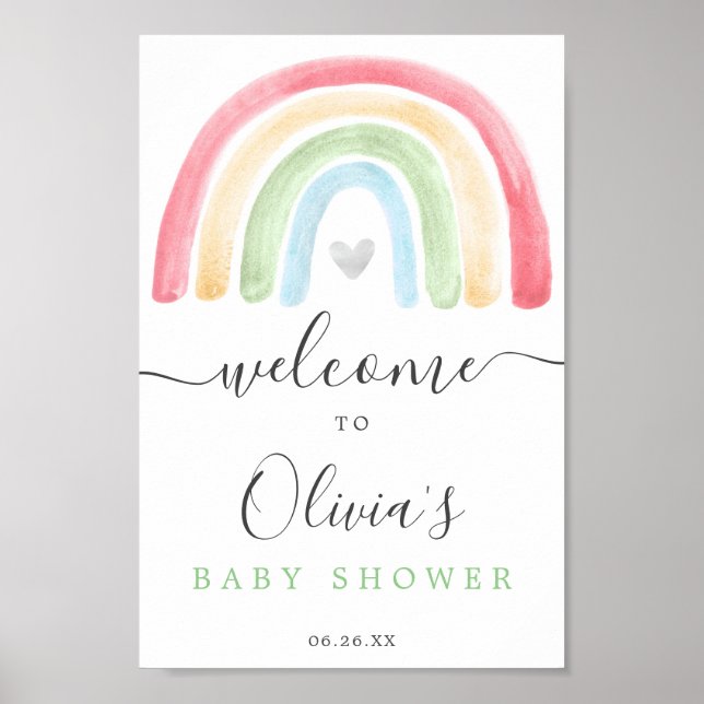 Boho Rainbow Baby Shower Welcome Sign (Front)