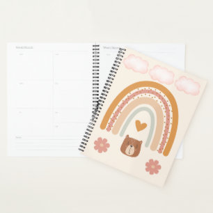 Boho Rainbow & Bear Nursery Art   Neutral Baby  Planner