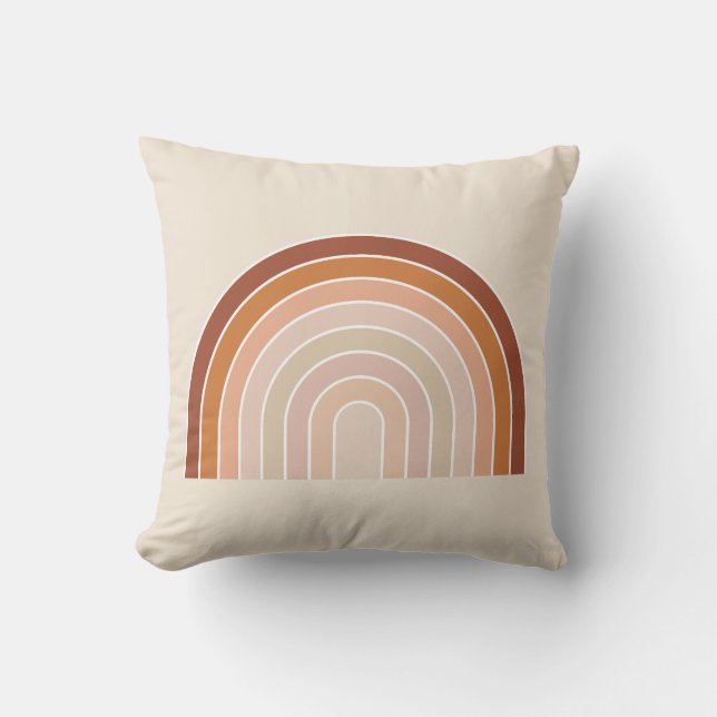 Boho Rainbow Beige Terracotta Cushion (Front)