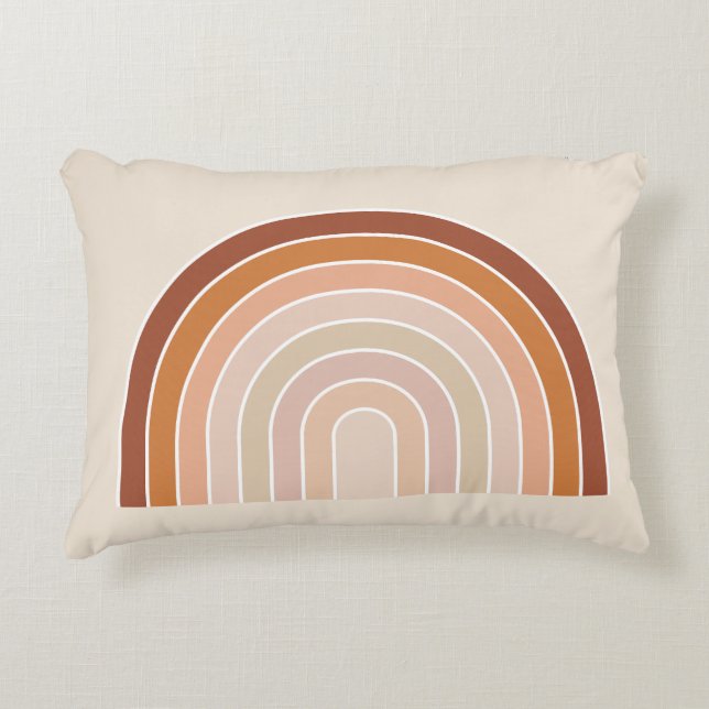 Boho Rainbow Beige Terracotta Decorative Cushion (Front)