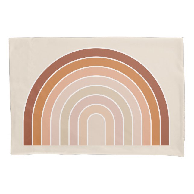 Boho Rainbow Beige Terracotta Pillowcase (Front)