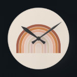 Boho Rainbow Beige Terracotta Round Clock<br><div class="desc">Rainbow - Boho Rainbow – Abstract Arches – Neutral Beige / Terracotta.</div>