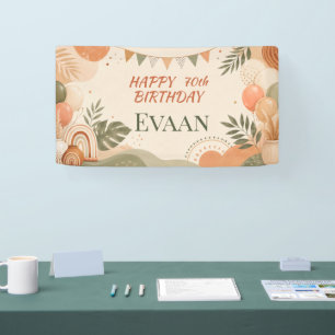 Boho Rainbow Birthday Banner  Custom Name & Age