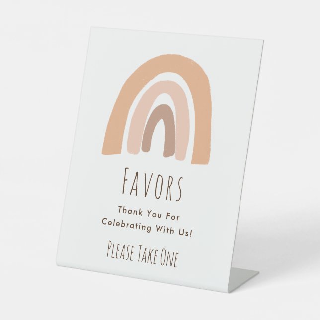 Boho Rainbow Birthday Favours Take A Treat Sign (Front)