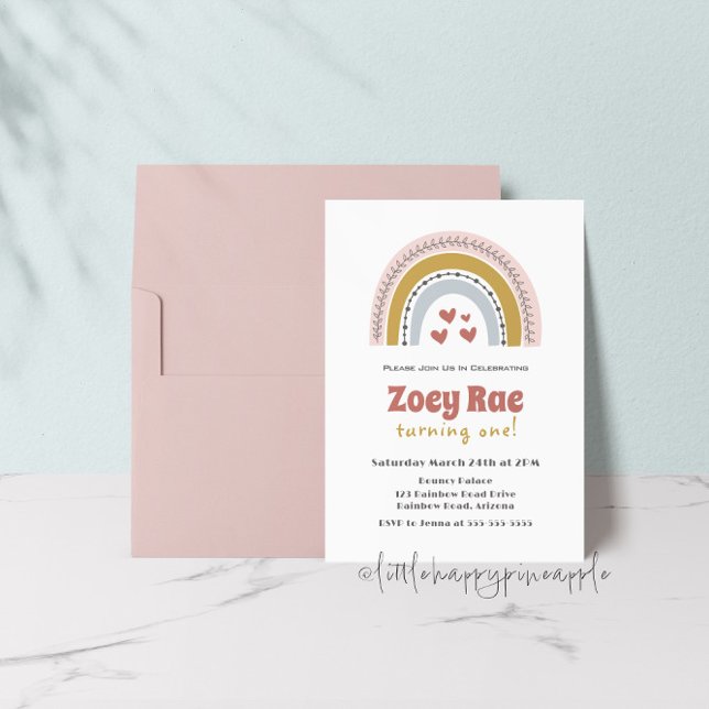 Boho Rainbow Birthday Invitation (Creator Uploaded)