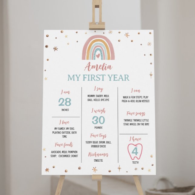 Boho Rainbow Birthday Milestone Poster (Creator Uploaded)