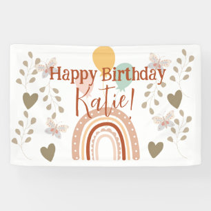 Boho Rainbow Birthday party banner