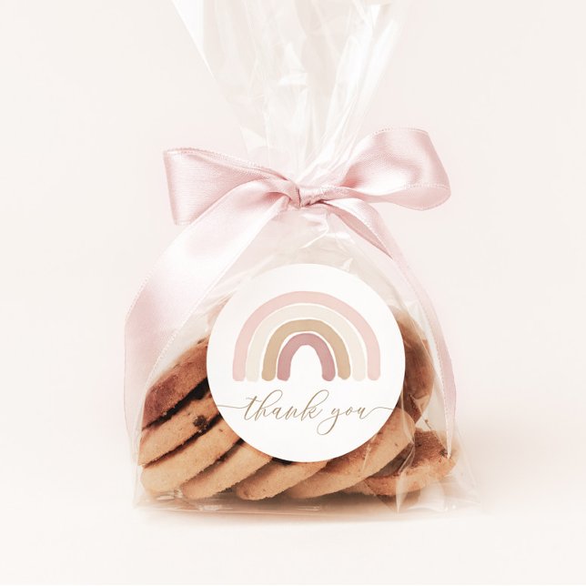 Boho Rainbow Birthday Party Classic Round Sticker (Creator Uploaded)