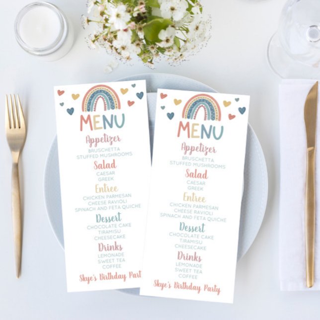 Boho Rainbow Birthday Party Food Menu (Creator Uploaded)