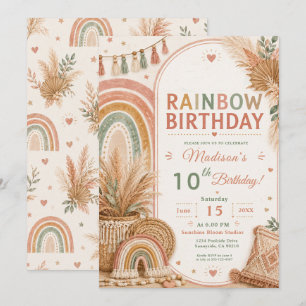 Boho Rainbow Birthday Party Invitation