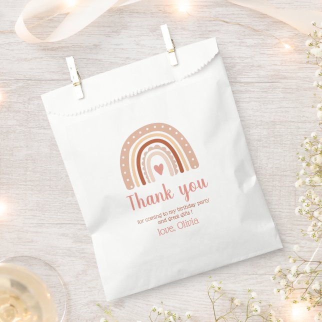 Boho Rainbow Birthday Party Thank You  Favour Bag (Clipped)