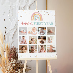Boho Rainbow Birthday Photo Milestone Poster