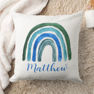 Boho Rainbow Bohemian Blue Colour Boy Baby Nursery Cushion