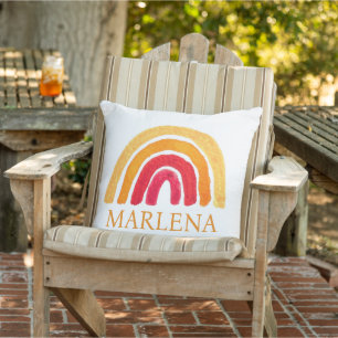 Boho Rainbow Bohemian Orange Natural Colour Cushion