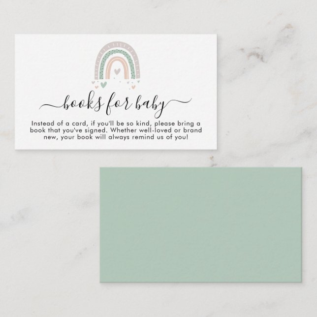 Boho Rainbow Books for Baby Sage Shower Enclosure Card (Front/Back)