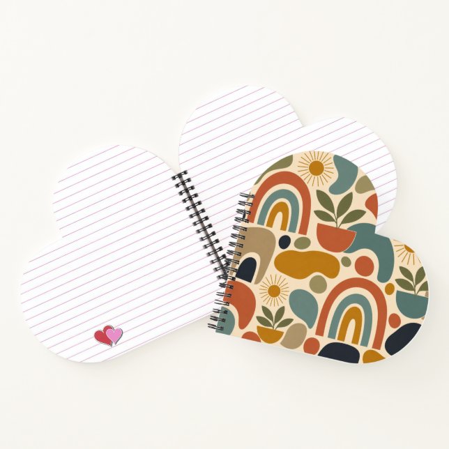 Boho Rainbow & Botanical Seamless Pattern Notebook (Inside)