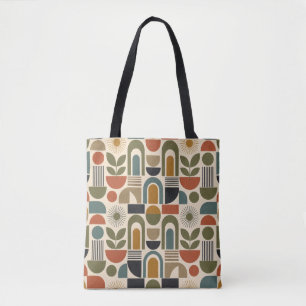 Boho Rainbow & Botanical Seamless Pattern Tote Bag