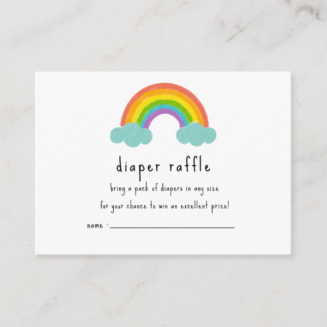 Boho Rainbow Boy Diaper Raffle Card (Front)