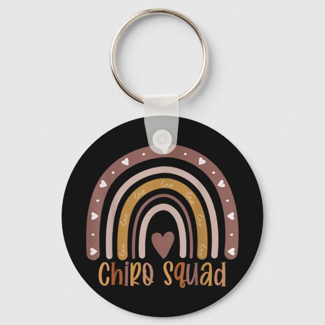 Boho Rainbow Chiro Squad Chiropractor Doctor Chiro Key Ring (Front)