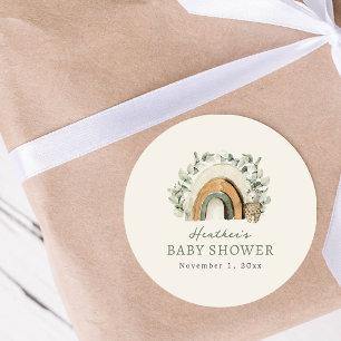 Boho Rainbow Classic Round Sticker