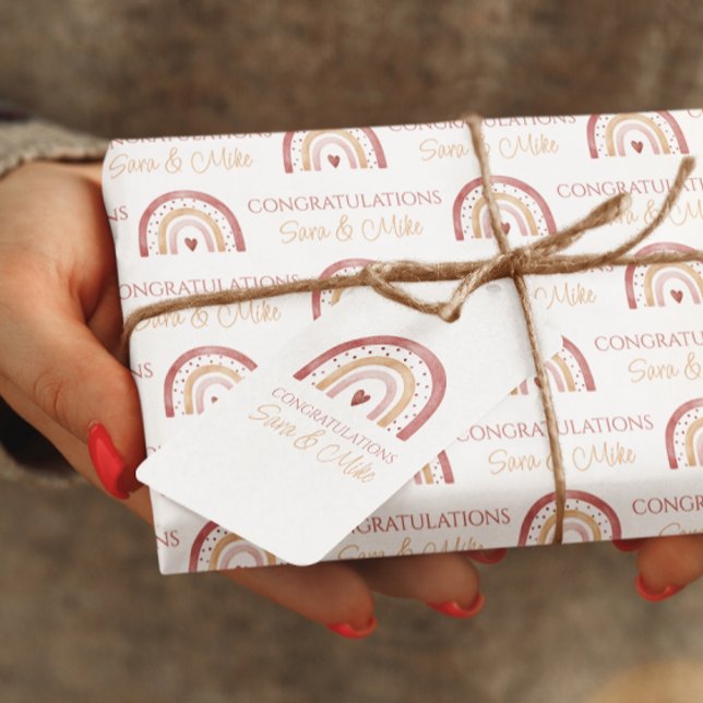 Boho Rainbow Congratulations Gift Tag (Congratulate the new parents with these lovely boho rainbow personalized gift tags! )