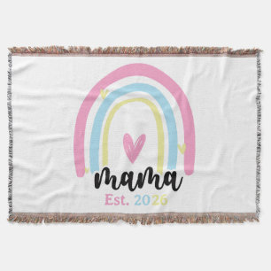 Boho Rainbow Custom Mama Est. Year Keepsake Throw Blanket