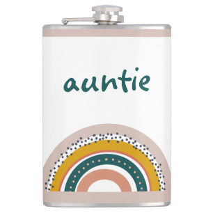 Boho Rainbow Custom Name Pastel Stripes Trendy Hip Flask