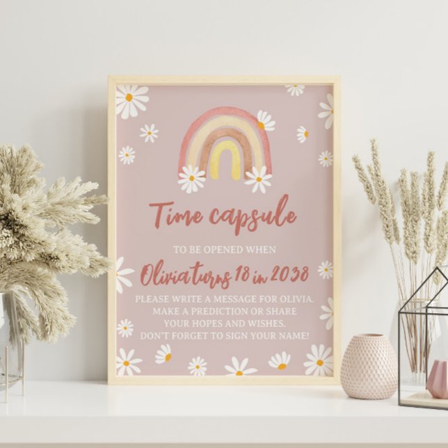 Boho Rainbow Daisy Birthday Time Capsule Sign (Creator Uploaded)