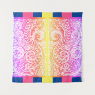 Boho Rainbow Doodle Wall Tapestry