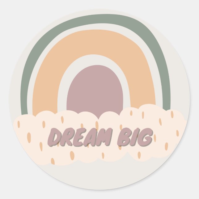 BOHO RAINBOW DREAM BIG SELF ESTEEM CLASSIC ROUND STICKER (Front)